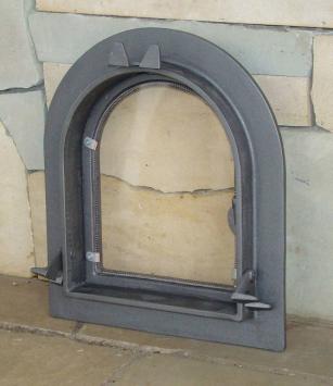 Porte de four en fonte - porte de poêle - avec vitre - semi-circulaire