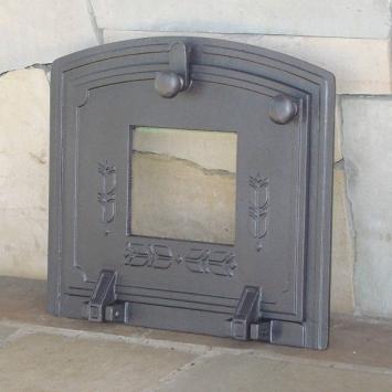Porte de four - porte de cheminée - fonte - 31,5 x 37 cm