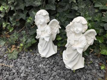 2er Set Engel mit Kreuz - Polystone - 24 cm - weiß