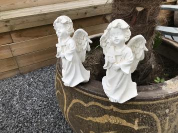 2er Set Engel mit Kreuz - Polystone - 24 cm - weiß