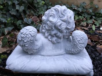 Liggende engel op kussen - stenen beeld - 25 cm - klassiek
