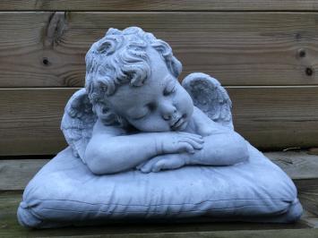 Liggende engel op kussen - stenen beeld - 25 cm - klassiek