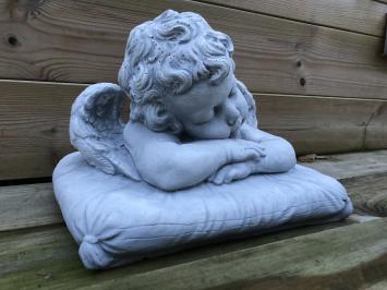 Liggende engel op kussen - stenen beeld - 25 cm - klassiek