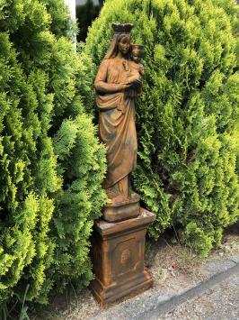Maria met kind - op sokkel - steen - 120 cm - oxide