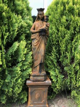 Maria met kind - op sokkel - steen - 120 cm - oxide