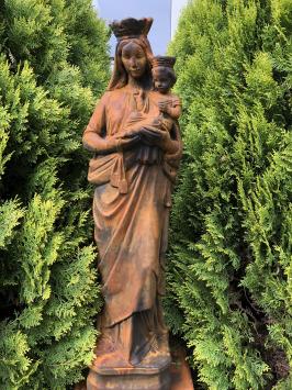 Maria met kind - op sokkel - steen - 120 cm - oxide
