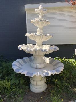 Fontaine de jardin à 4 vasques – 210 cm – pierre massive