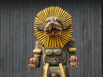 Balinesischer Tiger - handgefertigt aus Holz - 290 cm - schwarz