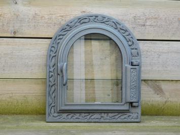 Porte de four en fonte - porte de poêle - avec vitre - semi-circulaire
