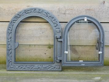 Porte de four en fonte - porte de poêle - avec vitre - semi-circulaire