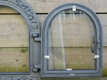Porte de four en fonte - porte de poêle - avec vitre - semi-circulaire