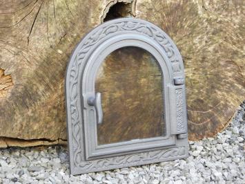 Porte de four en fonte - porte de poêle - avec vitre - semi-circulaire