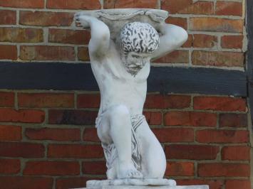 Atlas auf Podest - Stein - 130 cm - klassisch weiß - im Detail