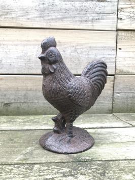 Coq - statue en fonte - 17 cm - marron/noir - en détail