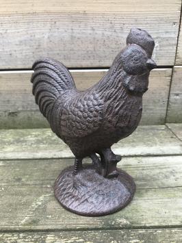 Coq - statue en fonte - 17 cm - marron/noir - en détail