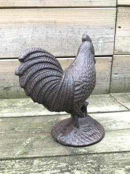 Coq - statue en fonte - 17 cm - marron/noir - en détail