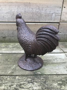 Coq - statue en fonte - 17 cm - marron/noir - en détail