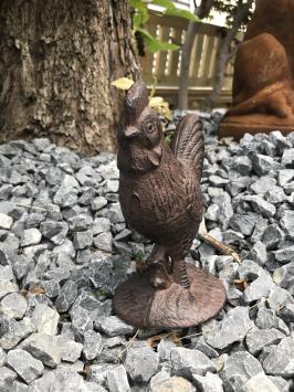 Coq - statue en fonte - 17 cm - marron/noir - en détail