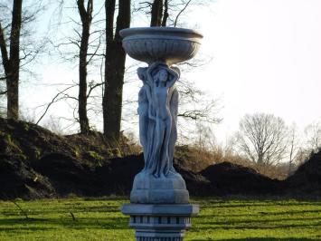 Drie vrouwen met schaal - stenen beeld - 85 cm - klassiek