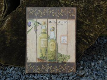 Nostalgischer Dekoteller, italienisches Olivenöl, Foto als Wandbild