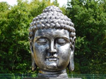 Indonesischer Buddha-Kopf, polystein-grau-silber!