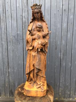 Moeder Maria / Mother Mary met jezus, groot gietijzeren beeld, PRACHTIG.