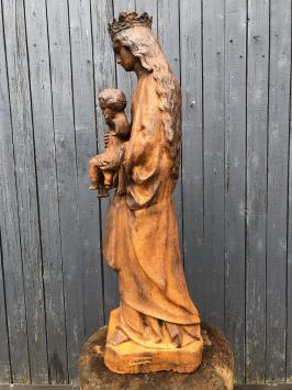Moeder Maria / Mother Mary met jezus, groot gietijzeren beeld, PRACHTIG.