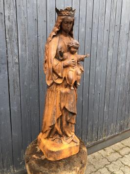 Moeder Maria / Mother Mary met jezus, groot gietijzeren beeld, PRACHTIG.