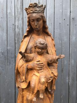 Moeder Maria / Mother Mary met jezus, groot gietijzeren beeld, PRACHTIG.