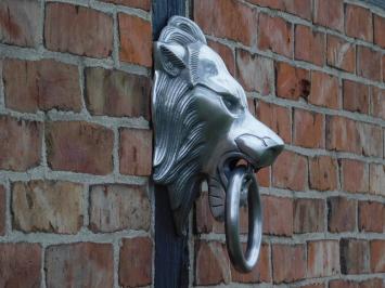 Deurklopper leeuw - aluminium - zilverkleurig