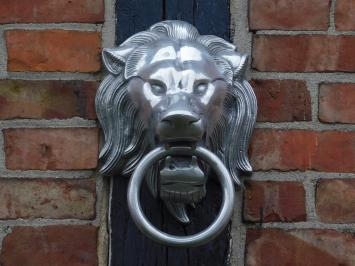 Deurklopper leeuw - aluminium - zilverkleurig