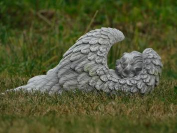 Engel liggend in zijn vleugels - polystone beeld - 40 cm
