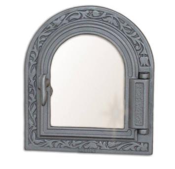 Porte de four en fonte - porte de poêle - avec vitre - semi-circulaire