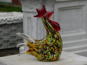 Beeld haan van glas, glazen dierenbeelden in kleur