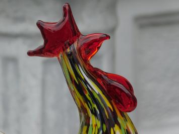 Beeld haan van glas, glazen dierenbeelden in kleur