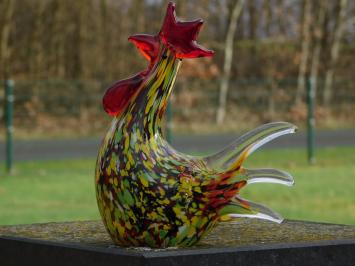 Beeld haan van glas, glazen dierenbeelden in kleur