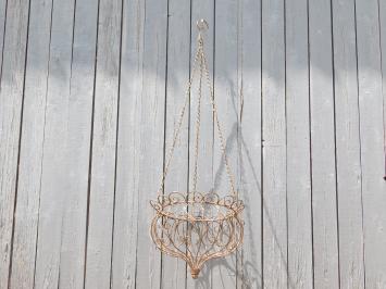 Hanging basket met muurhaak - donkerbruin met roest - vintage look