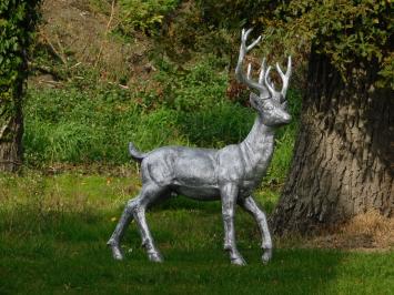 Hirsch - Polystone - 112 cm - silberfarben - detailliert