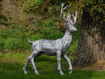 Hirsch - Polystone - 112 cm - silberfarben - detailliert