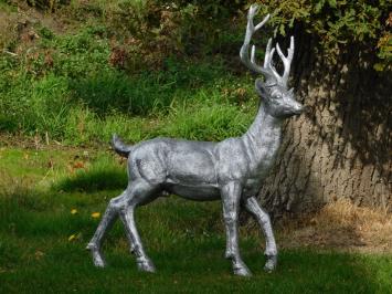 Hirsch - Polystone - 112 cm - silberfarben - detailliert