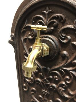 Fontaine de jardin sur pied avec robinet – 65 cm – fonte marron
