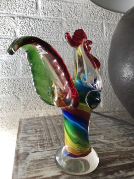 Glasgeblasener Hahn, faszinierend schöne Handwerkskunst und wunderbare Farben!