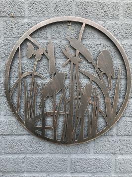 Metalen wandornament - vogels - ronde silhouet - zwart