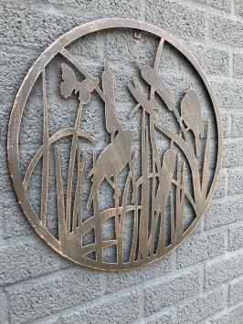 Metalen wandornament - vogels - ronde silhouet - zwart