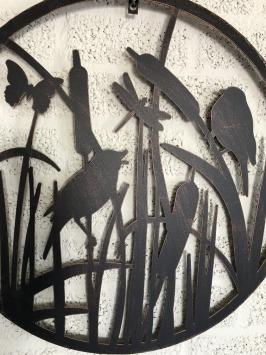 Metalen wandornament - vogels - ronde silhouet - zwart