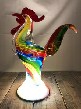 Glasgeblasener Hahn, faszinierend schöne Handwerkskunst und wunderbare Farben!