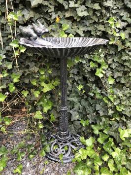Bain d'oiseaux sur pied en fonte – 80 cm – noir/gris