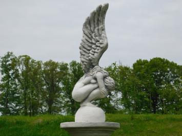Kniender Engel - auf Sockel - Stein - 139 cm - klassisch