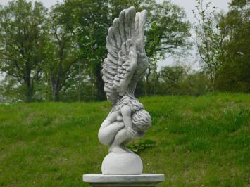 Kniender Engel - auf Sockel - Stein - 139 cm - klassisch