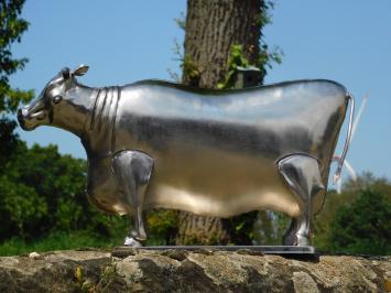 Kuh - Metallstatue - 26 cm - Chromfarbe - abstrakt